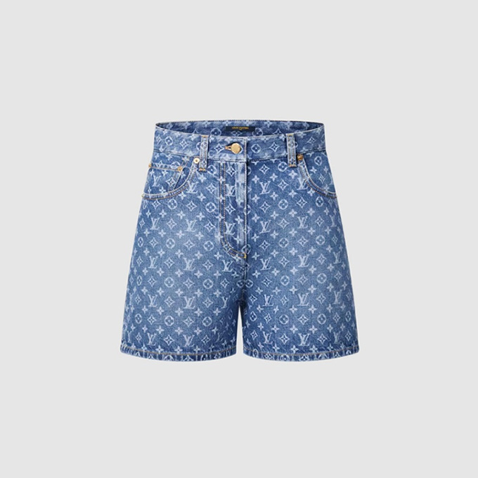 lv louis vuitton monogram jacquard denim shorts